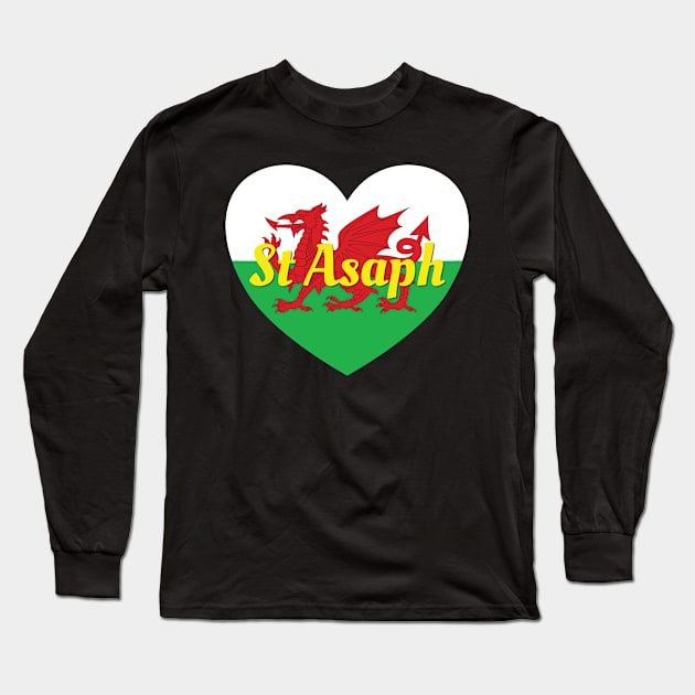 St Asaph Wales UK Wales Flag Heart Long Sleeve T-Shirt by DPattonPD